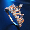 Princess Queen Crown-shaped Rose Gold Plated Zircon Ring, US Size: 5, Diameter: 15.7mm, Perimeter: 49.3mm(Rose Gold)