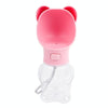 Portable Pet Water Bottle 500ml, Pink Bear Design - Dog & Cat Travel Bowl