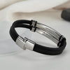 OPK PH1592 Stainless Steel Simple Glossy Double Braided Leather Bracelet