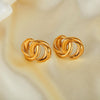 OPK GE910 1pair Simple Geometric Looped Temperament Stud Earrings Vintage Stainless Steel Earrings