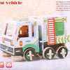 3 PCS 512 Children Wooden Assembled Car Engineering Vehicle Excavator Assembling Toy(Cleaners)