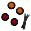 4 PCS Truck Trailer Red & Amber LED 2 inch Round Side Marker Clearance Tail Light Kits with Heat Shrink Tube