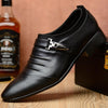 Men Set Business Dress Shoes PU Leather Pointed Toe Oxfords Shoes, Size:42(Black Velvet Lining)