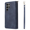 For Samsung Galaxy S25 Ultra 5G 9-Card Slots Zipper Wallet Bag Leather Phone Case(Blue)