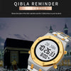 SKMEI 2043 Multifunctional Muslim Worships Compass Digital Wrist Watch(Silver Gold+White)