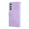 For Samsung Galaxy A35 5G Rose Flower Embossed 3-Card Slots Leather Phone Case(Purple)