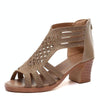Crystal Hollow Out Peep Toe Wedges Sandals, Size:37(Apricot)