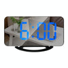 TS-8201 LED Digital Mirror Alarm Clock Big Screen Dual USB Desktop Table Clock, Color: Black Shell Blue Light