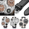 Oulm 9415 Double Time Zone Men Belt Watch Big Dial Compass Quartz Watch(Coffee)