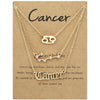 3 In 1 12 Zodiac Signs Necklace Set Retro Alphabet Symbols With Diamonds Jewelry Set, Style: Cancer Golden