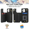 For iPhone 12 Double Flap Zipper RFID Leather Phone Case with Short Lanyard(Black)