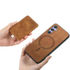 For Samsung Galaxy F15 / M15 Retro Cross Leather Ring Side Insert Card Bag MagSafe Phone Case(Brown)