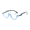 Diamond Studded Cat Eye Presbyopic Glasses Half-frame Fish-filament Glasses Unisex, Degree: 150(Light Blue)