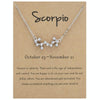 12 Zodiac Signs With Diamonds Necklace Card Rhinestones Collarbone Chain Pendant, Style: Scorpio Silver