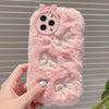 For iPhone 13 Pro Embroidered Plush TPU Phone Case(Foundation Bow)