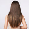 Gradient Long Straight Hair Chemical Fiber High Temperature Silk Wig with Bangs, Color: LC5067