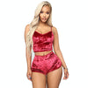 Ladies Sexy Velvet Crop Tops Pants Set Underwear Pajamas, Size: M(Red)