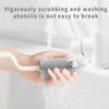 Silicone Rotating Multifunction Cleaning Cup Brush Set Bottle Nipple Straw Cleaner Brush(Straight Handle Pink)