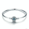 Guardian Eye S925 Sterling Silver Bangle Bracelet Set with Blue Gems, Size:19cm