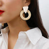 Rattan Wooden Vintage Handmade Dangle Earrings(White 2)