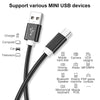 5 PCS Mini USB to USB A Woven Data / Charge Cable for MP3, Camera, Car DVR, Length:3m(Gold)