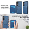 For Samsung Galaxy A15 Skin Feel Detachable Card Bag Magsafe Phone Case(Blue)