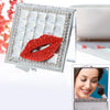 Handmade Diamond Mini Makeup Mirror Portable Double-sided Small Mirror Ruby Red Lips(Clear Crysatl)