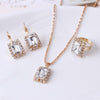 Square Crystal Necklace Earrings Ring For Women Jewelry Sets(White)