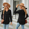 Autumn Winter V-Neck Loose Long Sleeve Hooded Sweatshirt Women Outerwear, Size: XXL(Black)