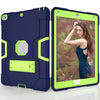 For iPad 4 / 3 / 2 Silicone + PC Protective Case with Stand(Blue + Green)