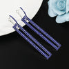 Fashion Long Geometric Drop Earrings Luxury Gold Silver Color Rectangle Rhinestone Earring(Blue)
