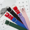 Women Wild Letter Pattern Double Loop Buckle Canvas Belt, Belt Length:130 x 3.8cm(Black World On Red)