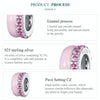 BSC883-PK S925 Sterling Silver Dual Layer Silicone Bead Pendant Accessories DIY Bracelet Beads(Pink)