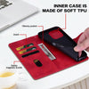 For iPhone 12 mini / 13 mini Lace Floral Embossed Magnetic Buckle Leather Phone Case(Red)