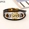 2 PCS Couple Lovers Jewelry Leather Braided Constellation Detail Hand Chain Bracelet, Size: 21*1.2cm