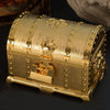 Double-Layer Jewel Box With Lock Metal Decorative Ornaments, Size: 17.5x13.5x12.5cm(Gold)