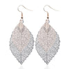 Double-layered Leaves Tassel Earrings Simple Retro Metal Leaf-ears Ornaments(Gold Black)
