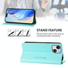 For iPhone 14 / 13 RC01 Dual-Folded Magnetic Suction RFID Leather Phone Case(Mint Green)