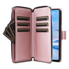 For Samsung Galaxy A33 5G Nine-card Slots Zipper Wallet Bag Leather Phone Case(Rose Gold)