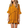 Burst Ruffled Skirt Fashion Dot Dress, Size:L(Yellow)