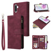 For Samsung Galaxy A26 5G Multifunctional Frosted Zipper Wallet Leather Phone Case(Wine Red)