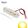 6pcs 12-Bead LED Flashing Warning Lights Motorcycle RV Signal Lights(Yellow Light)