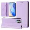 For Samsung Galaxy M33 5G Global RC01 Dual-Folded Magnetic Suction RFID Leather Phone Case(Light Purple)