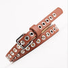 Women Hollow Rivets PU Leather Waist Belt Apparel Accessories, Size:103 x 1.4cm(Camel)