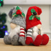 Christmas Doll Knit Hat Sitting Gnome Plush Ornament Decoration Christmas Knit Hat Figurine(Red)