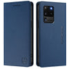 For Samsung Galaxy S20 Ultra RC01 Dual-Folded Magnetic Suction RFID Leather Phone Case(Dark Blue)
