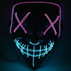 Halloween Festival Party X Face Seam Mouth Two Color LED Luminescence Mask(Purple Blue)