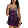 Sexy Perspective Mesh Girth Nightdress, Size:XL(Purple)