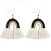 2 Pairs Personalized Tassel Bohemian Earrings Hand-Woven Retro Earrings(Black Colorful)