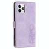 For iPhone 11 Pro Max Tulips Embossed Leather Phone Case with Lanyard(Purple)